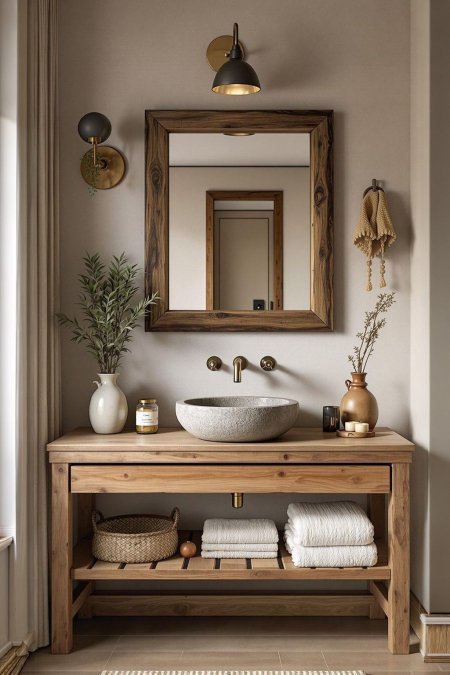 مغسلة خشب ريفي